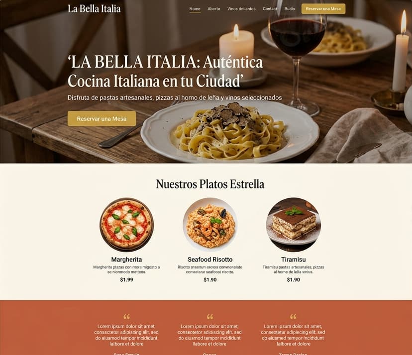 Landing Page de un restaurante